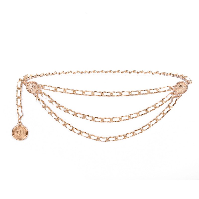 Wholesale hot selling metal tassel chain fashion ladies waist chain fashion temperament single ring retro decorative thin belt