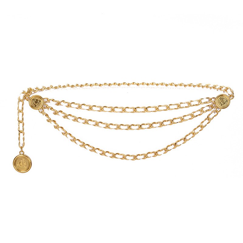 Wholesale hot selling metal tassel chain fashion ladies waist chain fashion temperament single ring retro decorative thin belt