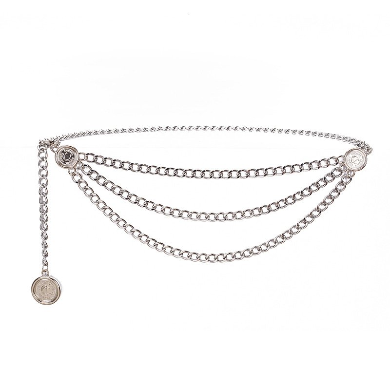 Wholesale hot selling metal tassel chain fashion ladies waist chain fashion temperament single ring retro decorative thin belt