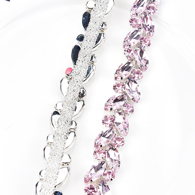 Wholesale Colorful Glass Crystal Eye gems Chain Bridal Sewing Rhinestone Trimming Applique for Belt Dress Clothing Decoration