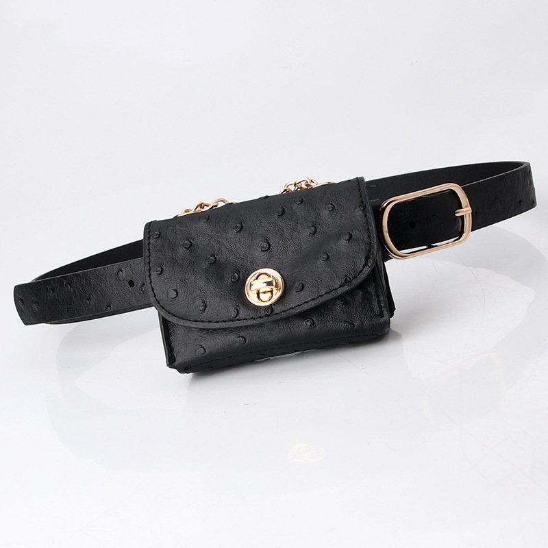 Women Mini Waist Belt Purse Ladies Leather Mobile Belt Pouch Designer Leopard Snake Pattern Chain Belt And Wallet Set