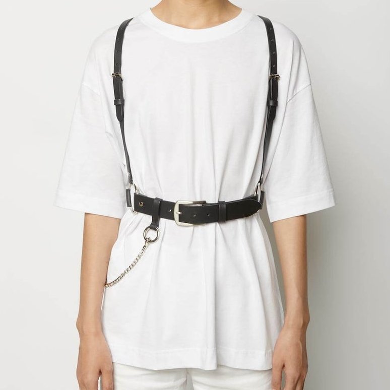 Women Goth Leather Body Harness Chain Belt Top Chest Waist Belt Punk Caged Waist Belt with O Ring for Wholesale