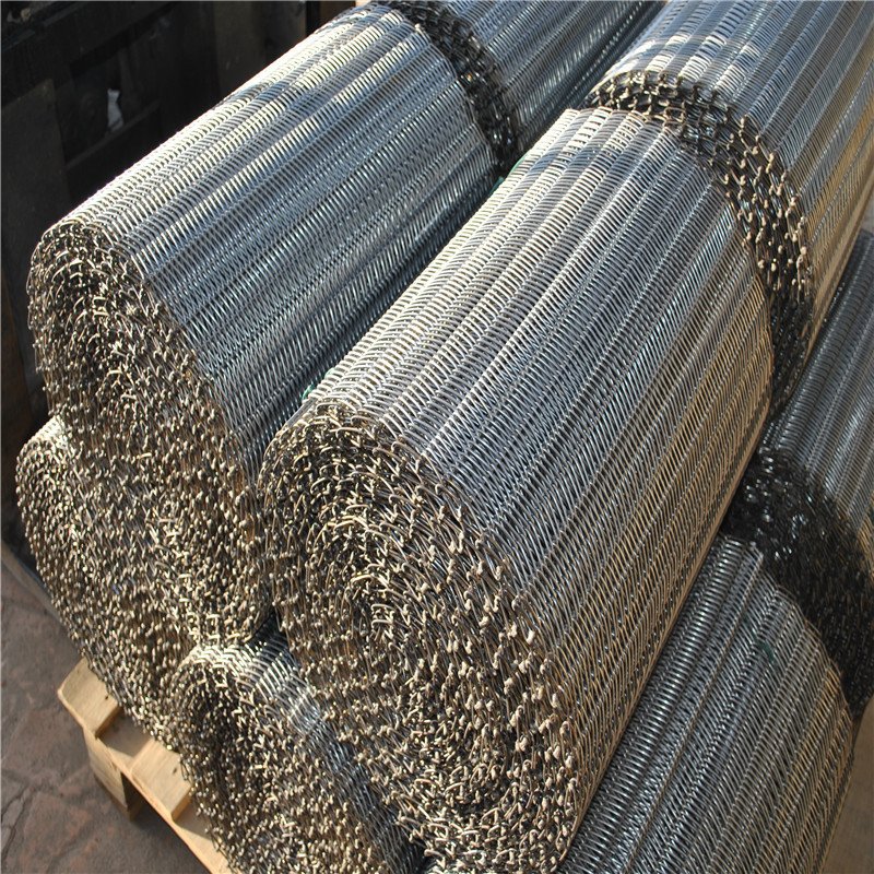 Balanced wire metal mesh spiral type herringbone stainless steel conveyor belt with small hole size