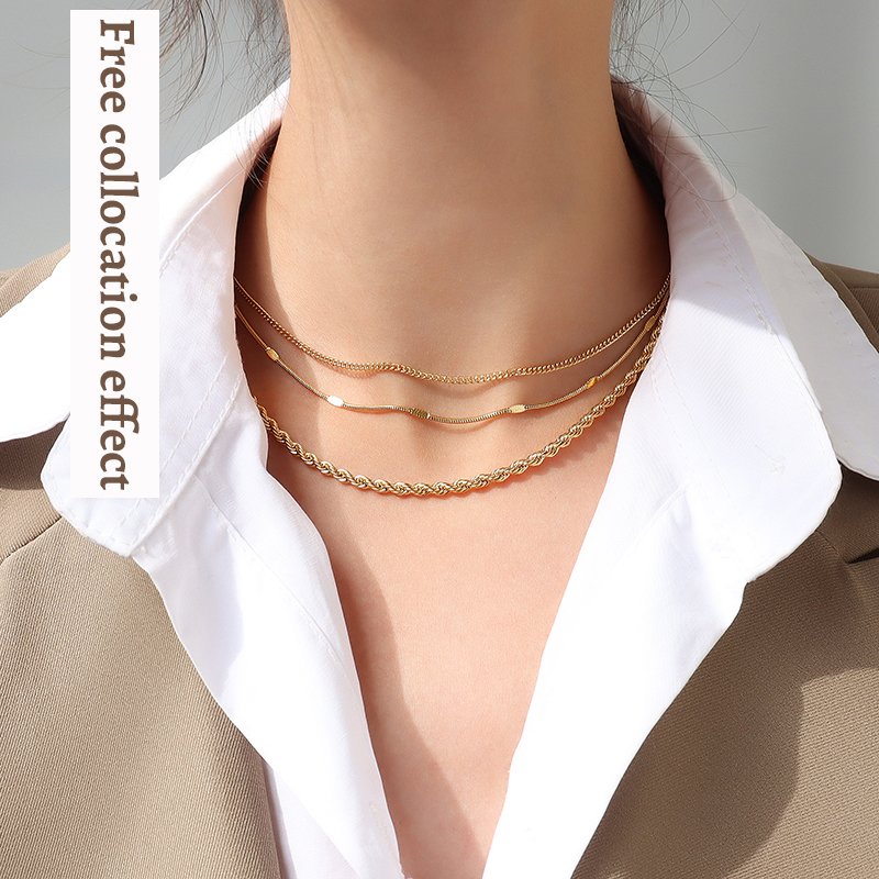 Stacking Chokers Necklace Diy Multi Sizes Twisted Rope Cross Beads Figaro Snake Box Men Women Chain Jewelry Supplier