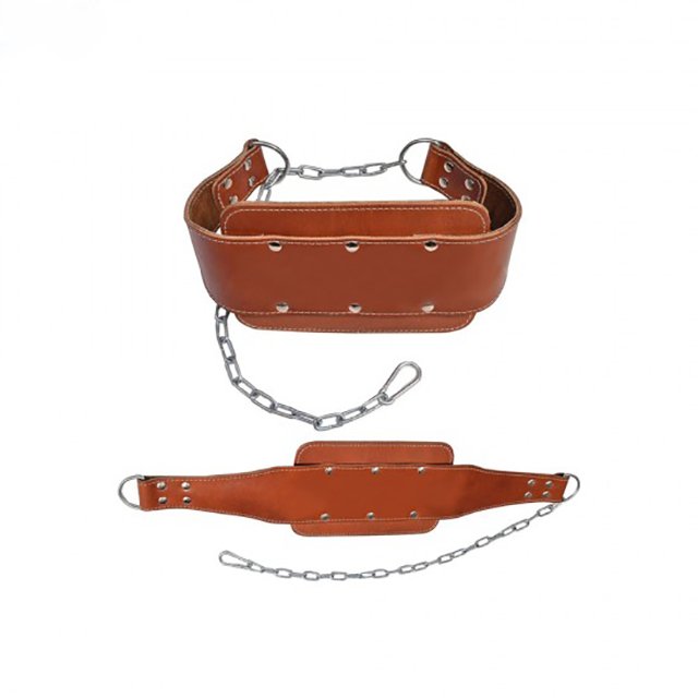 New Product Powerlifting Buckle Dip Belt Fitness Gym Training Weight Lifting Belt with chain leather dip Belt