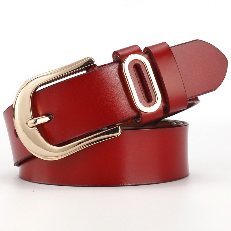 New Korean Casual Ladies Genuine Leather Belt with Gold Needle Buckle European and American Style Wholesale