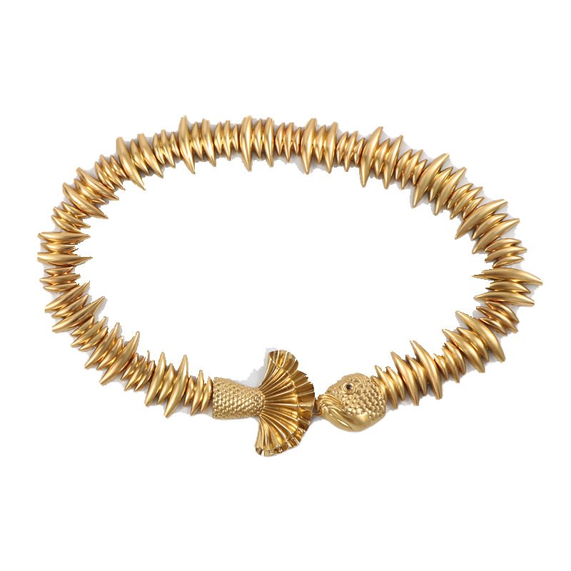 New Arrival Gold Metal Fish Waist Belt Personality Stretch Chain Belt Three-Dimensional Goldfish Belt for Girl Women