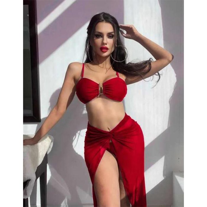 Wholesale Triangle Bikini Three-Piece Mesh Solid Color Sexy Bikini Swimsuit Custom Mini Womens Thong Bikinis