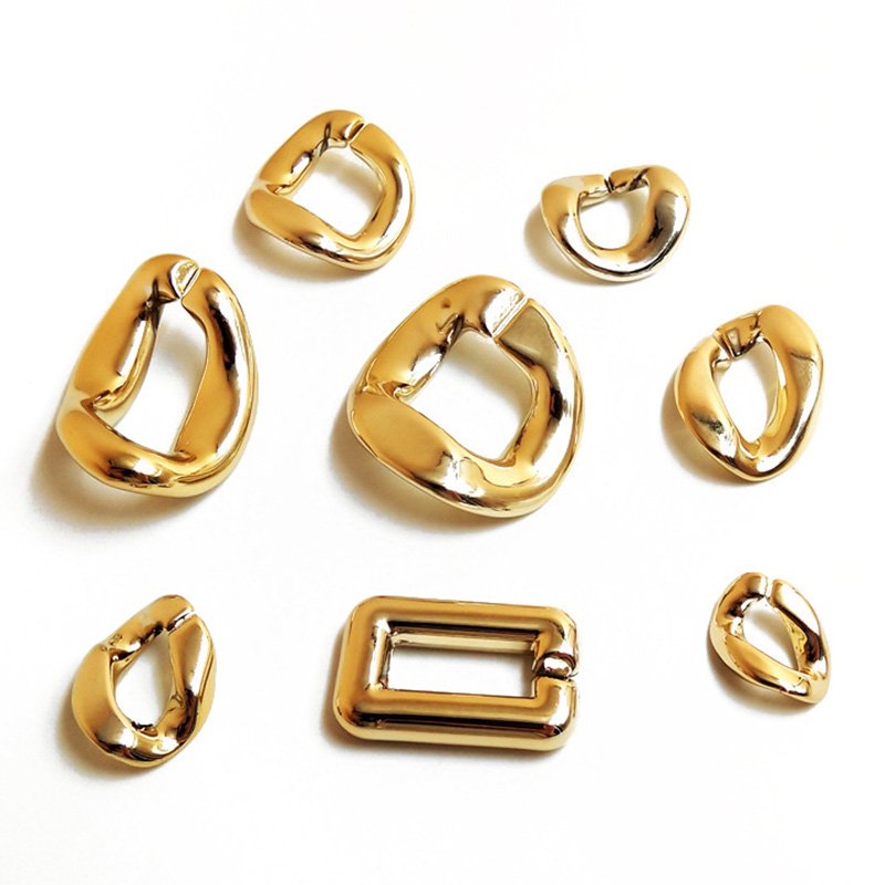 Custom Multi Size Gold Plated ABS Acrylic Resin Plastic Open Necklace Link Chain Cuban Bracelet Bag Hanging Accessories