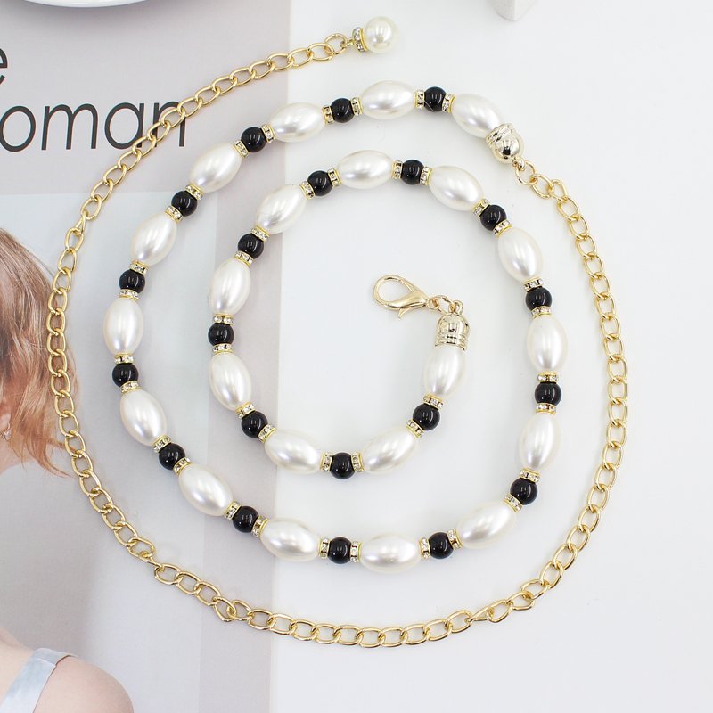 2023 Vintage New Hot Sale white Pearl Chain Belts for women waist belly strap for girls ladies designer dresses