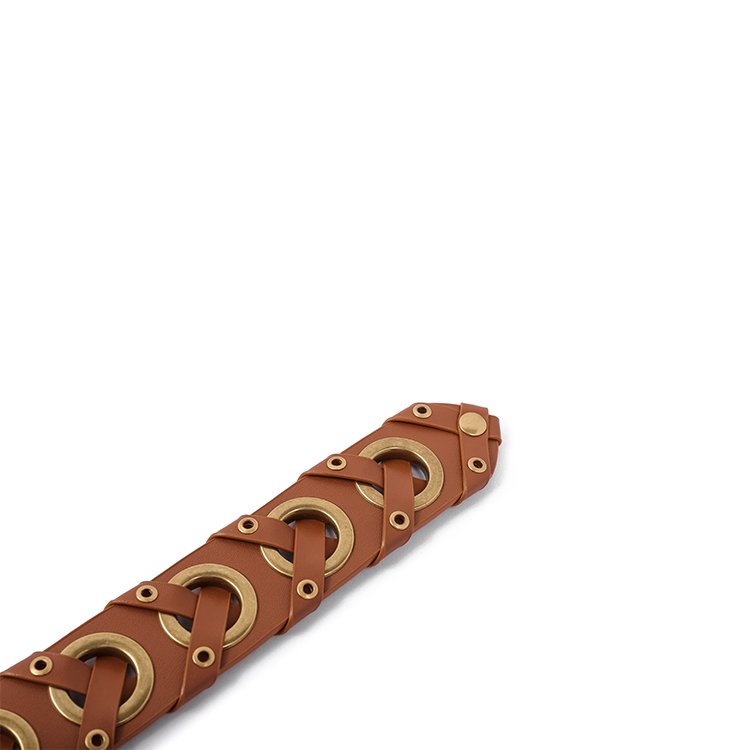 Leisure hardware perforated alloy leather belt 38mm wide plate buckle custom women's alloy temperament belt