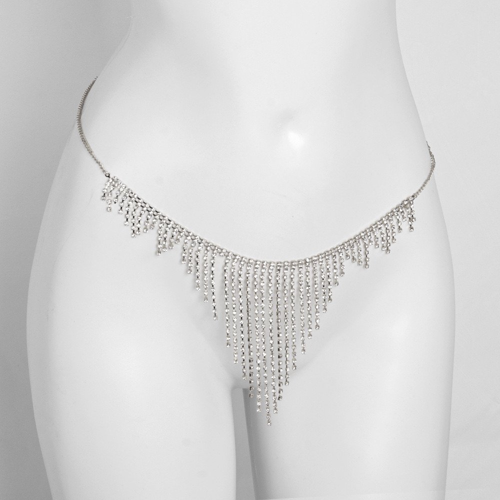 High Quality Customized White Metal Waist Belt Women Trendy Sexy Crystal Rhinestone Weddings Parties Gifts Main Copper Alloy