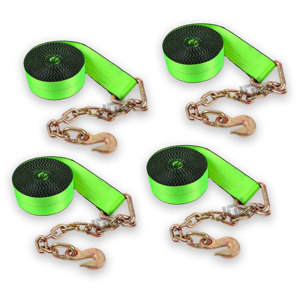 2 inch 3333lbs custom green cargo control ratchet belt winch strap with chain hook