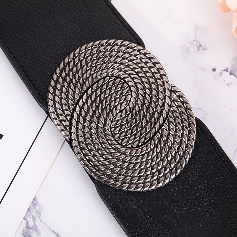 Korean Version Women's Wide corset waist seal PU Belt Simple Business Decorative Elastic for Loose Waist Ladies' Daily Use