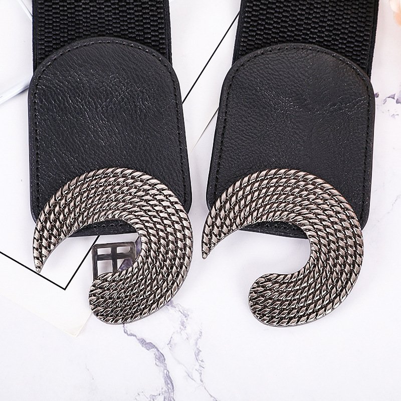 Korean Version Women's Wide corset waist seal PU Belt Simple Business Decorative Elastic for Loose Waist Ladies' Daily Use