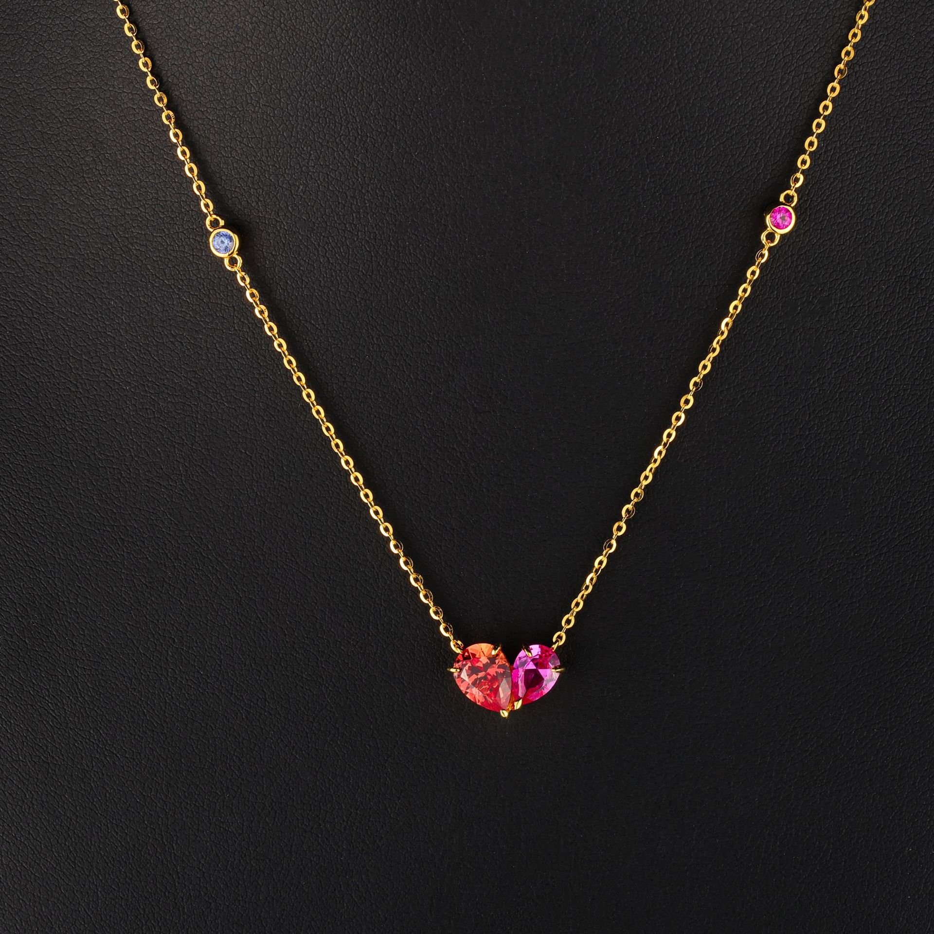 LOKKEI Jewelry S925 Sterling Silver accompanied by Love Zircon Necklace Water Drop shaped Ladies Superior sense clavicle chain