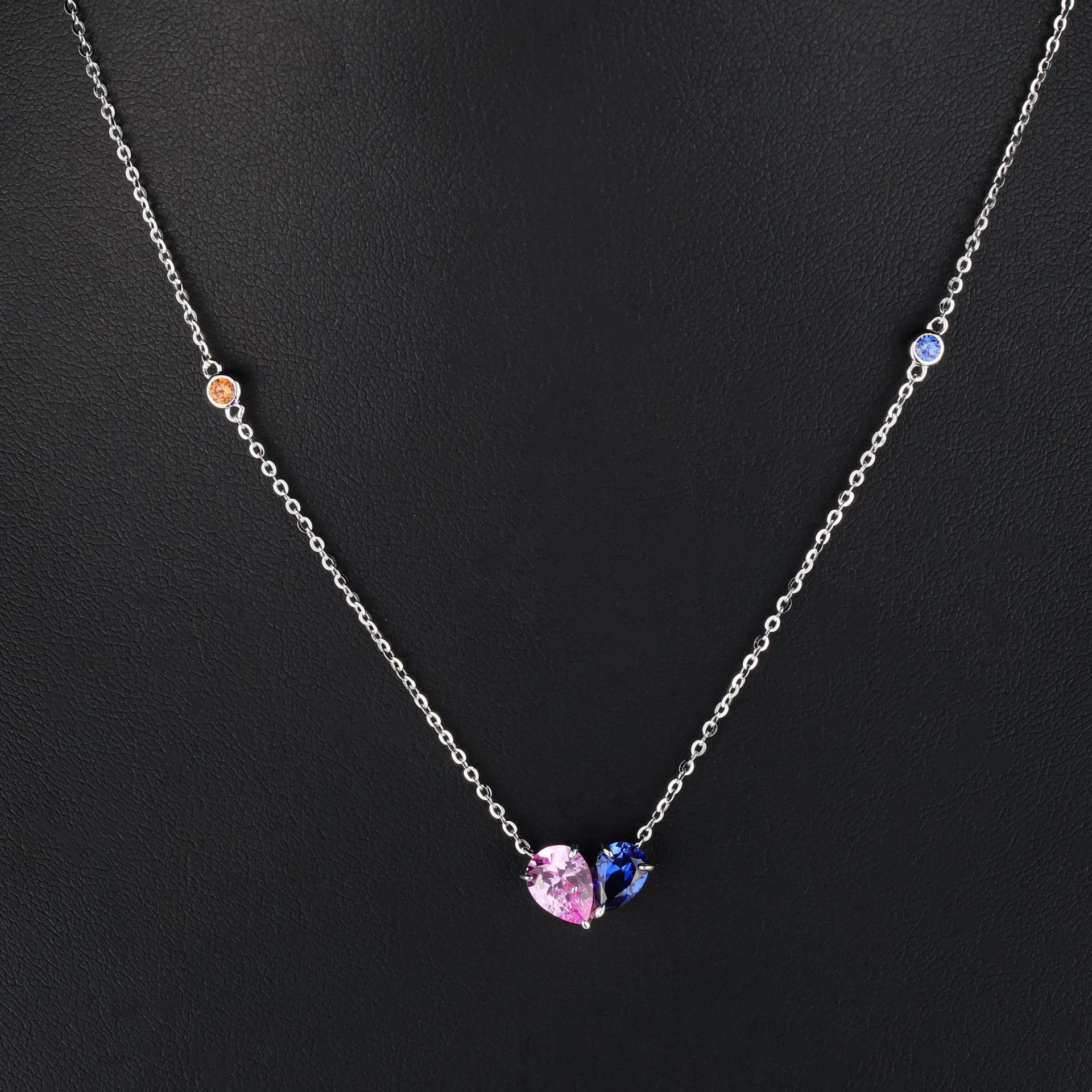 LOKKEI Jewelry S925 Sterling Silver accompanied by Love Zircon Necklace Water Drop shaped Ladies Superior sense clavicle chain