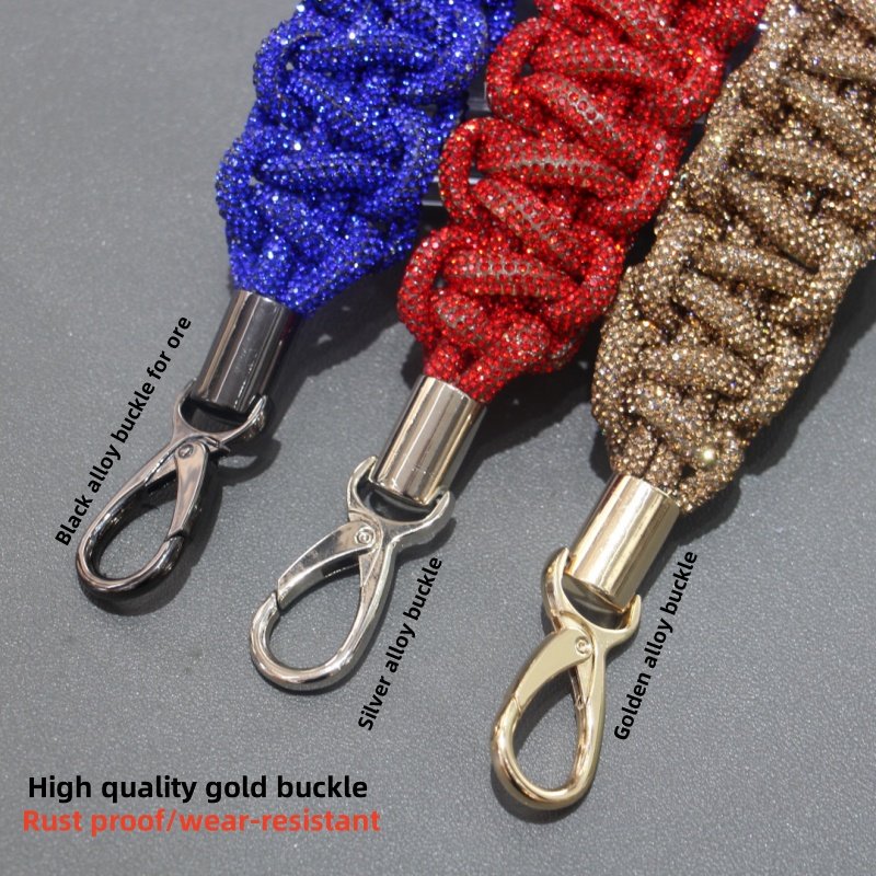 Hand woven rhinestone bag strap