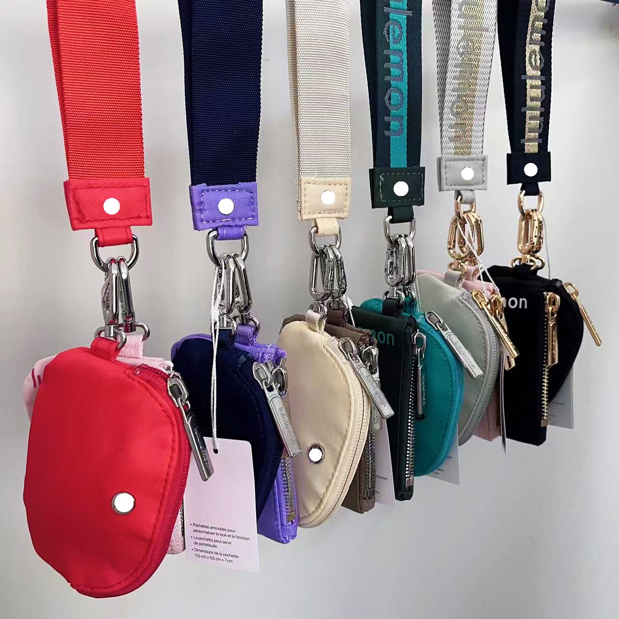 Luxury Fashion Double Wrist Wallet Coin Bag with lulu Logo Dual Pouch Wristlet Key Chain Bracelet Card Holder Wallet