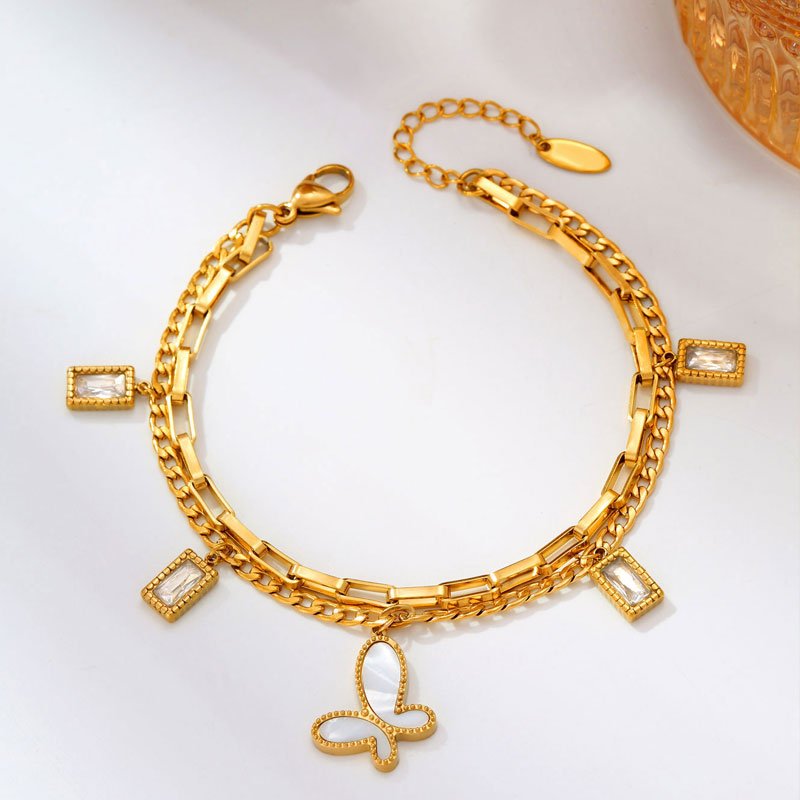 CDD High Quality 18K Gold Plated Shell Butterfly 316L Stainless Steel Twist Chain Bracelet for Women Jewelry Gifts