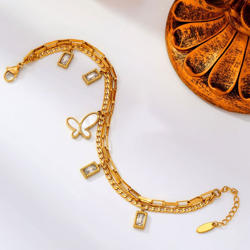 CDD High Quality 18K Gold Plated Shell Butterfly 316L Stainless Steel Twist Chain Bracelet for Women Jewelry Gifts