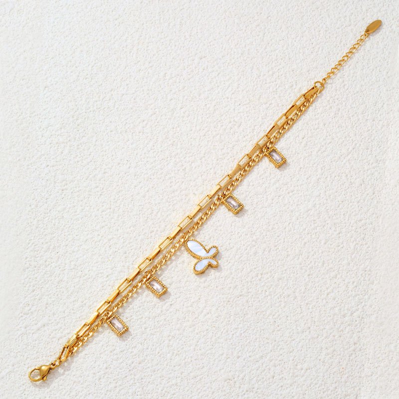 CDD High Quality 18K Gold Plated Shell Butterfly 316L Stainless Steel Twist Chain Bracelet for Women Jewelry Gifts