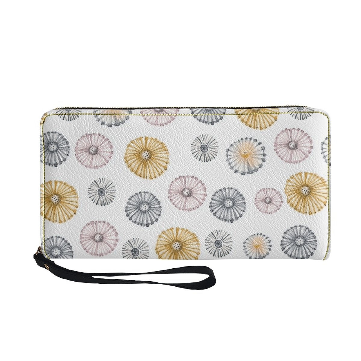 Hot Sale Portable Belt Wallet Hawaii Life Island Fashion Sea Urchin Prints Pu Leather Zipper Long Wallet Print On Demand