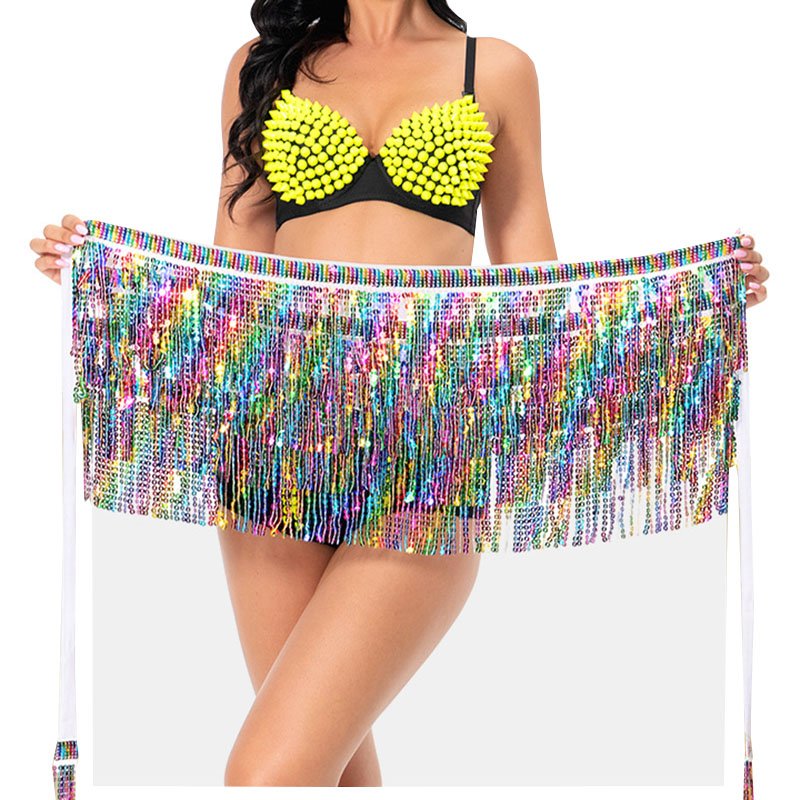 Quick delivery of spot goods Bohemia Halloween dance Party hip scarf sequin waist chain for women dance costumes