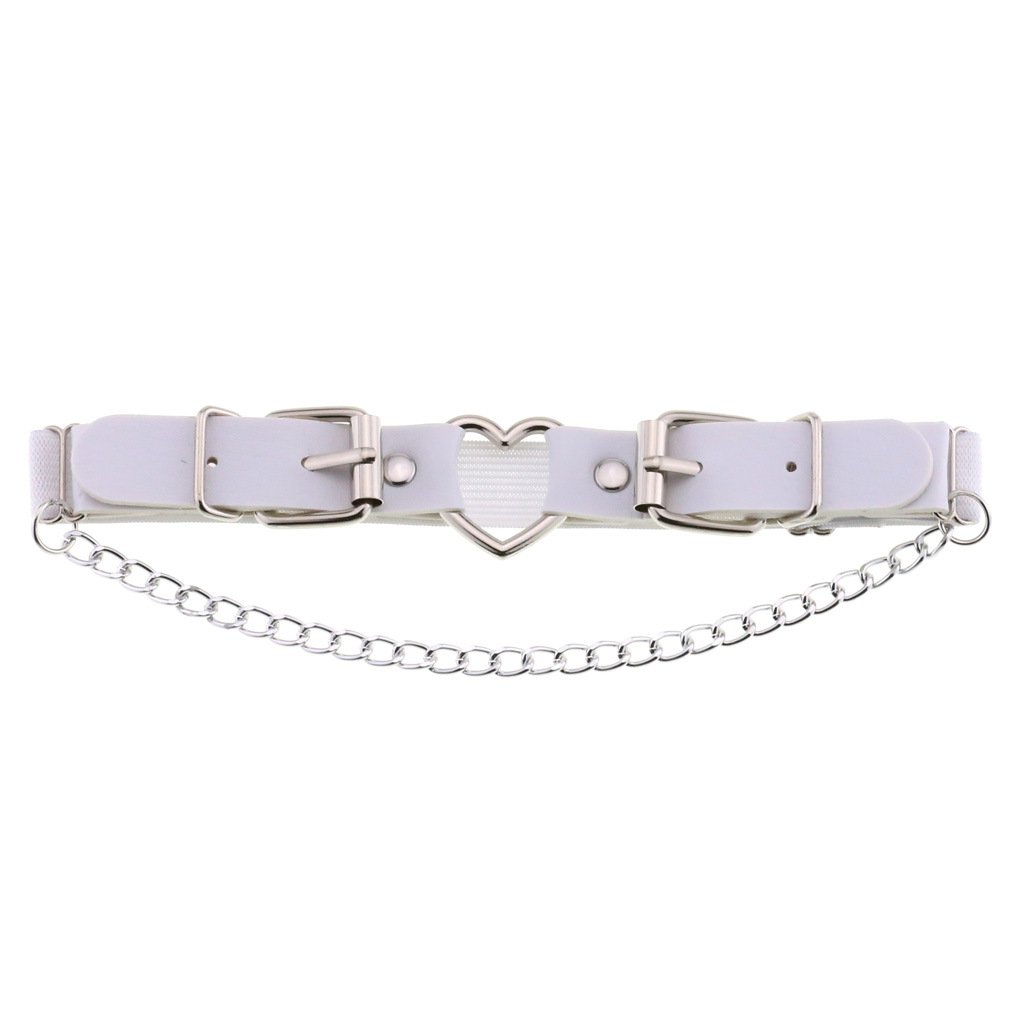 Cosplay Rock Pub Girls Harajuku Gothic Thigh Garter Studded Heart Chain Leg Ring Punk Pu Leather Adjustable Garter Belt