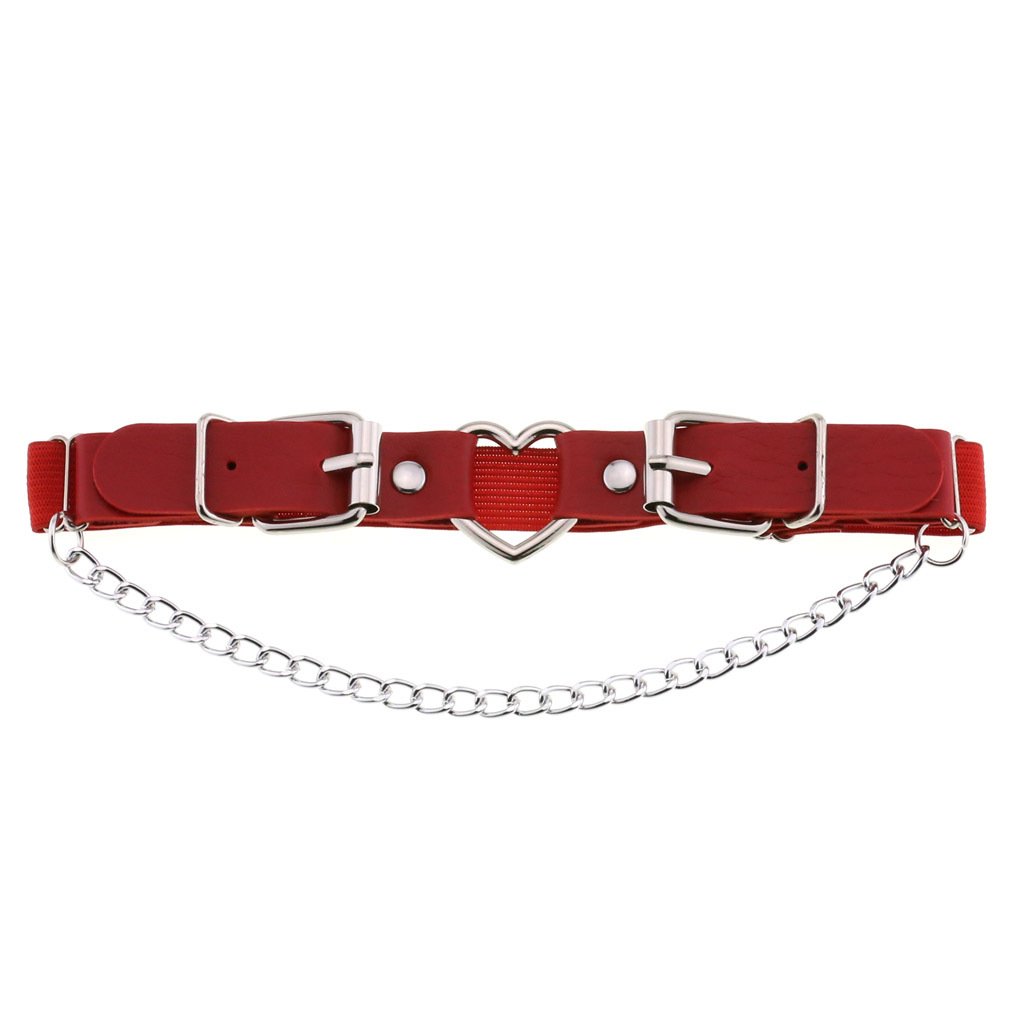 Cosplay Rock Pub Girls Harajuku Gothic Thigh Garter Studded Heart Chain Leg Ring Punk Pu Leather Adjustable Garter Belt