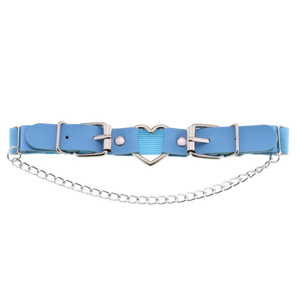 Cosplay Rock Pub Girls Harajuku Gothic Thigh Garter Studded Heart Chain Leg Ring Punk Pu Leather Adjustable Garter Belt