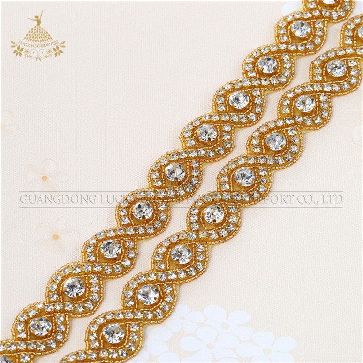 LG-1034Colorful crystal rhinestone chain trim by the yard for wedding belt
