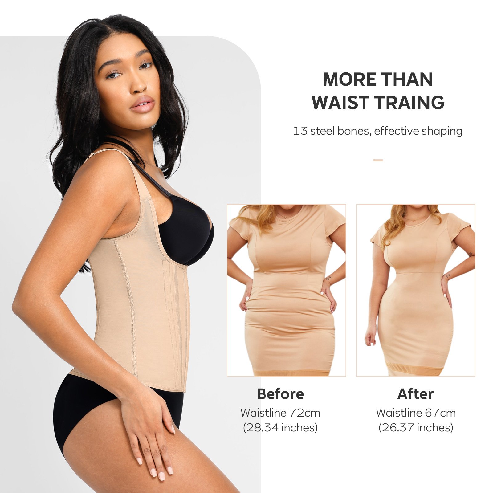 Hexin High Quality Custom Logo Latex 15 Steel Boned Hooks Women Body Slimming Waist Trainer Belt Tummmy Control Body Shaper Vest