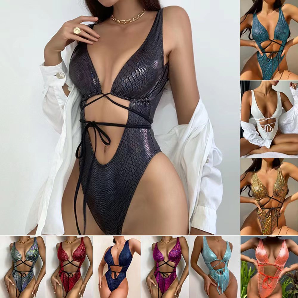 Custom Logo OEM Design Tight Bathing Suits Women Swimwear Beach Wear Swimwear High Waist Bikini One Piece Swimsuit