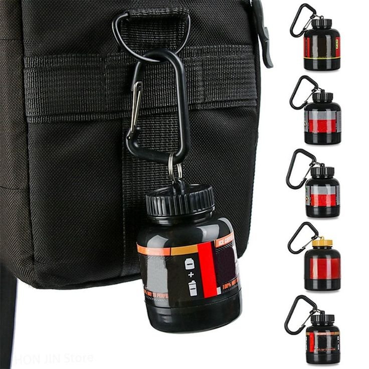 Portable Keychain Container Milk Mini Powder Food Pillls Storage Bottle protein holder keychains with Carabiner