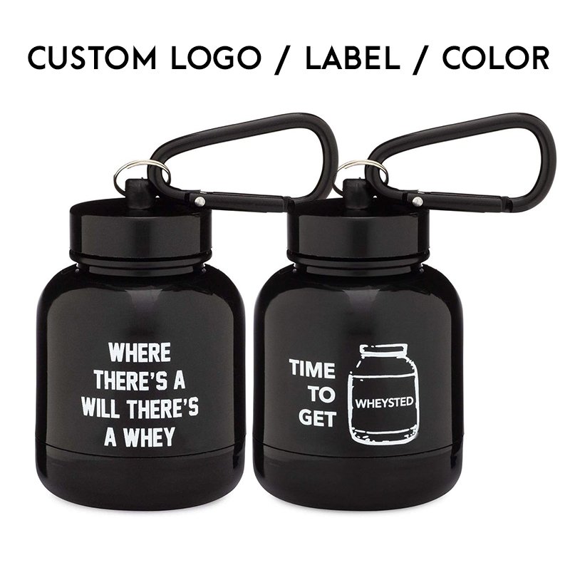 Portable Keychain Container Milk Mini Powder Food Pillls Storage Bottle protein holder keychains with Carabiner