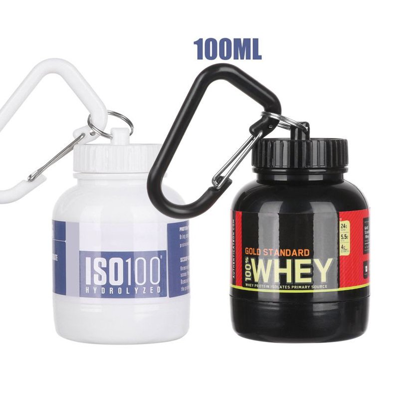 Portable Keychain Container Milk Mini Powder Food Pillls Storage Bottle protein holder keychains with Carabiner