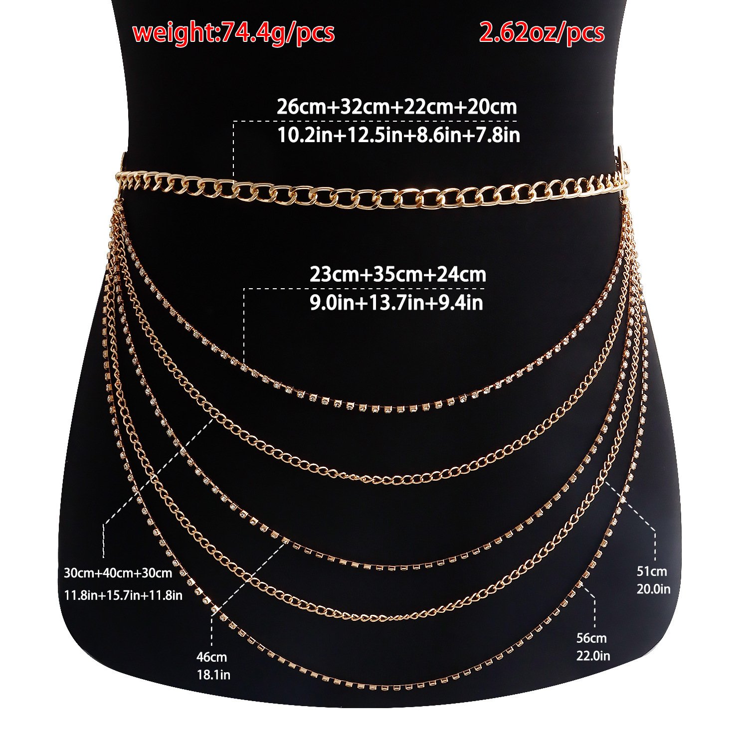 Wholesale Layered Rhinestone Waist Chain Belt Jewelry Tassels Body Chain For Women