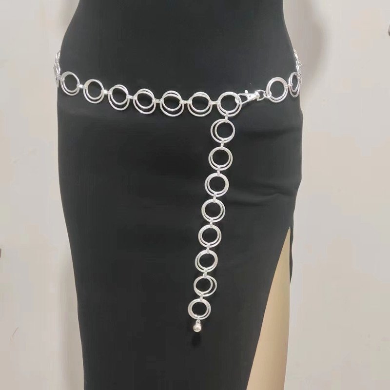 2025 Metal Circle Chain Ladies Dress Belt Gold Silver Color Belt For Women Female Fashion Long Tassel Waist Chain