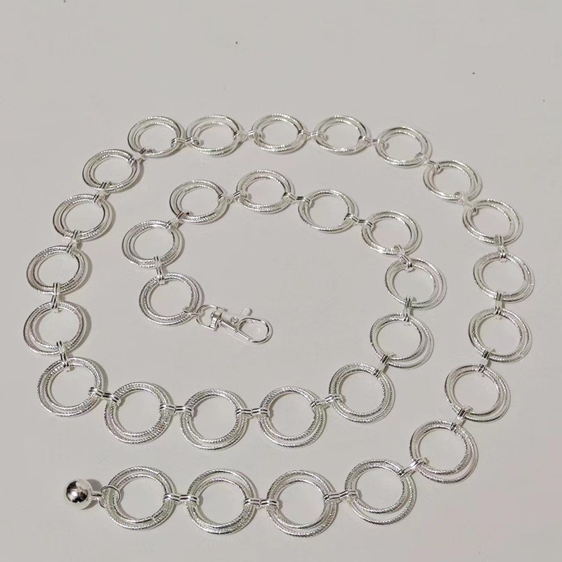 2025 Metal Circle Chain Ladies Dress Belt Gold Silver Color Belt For Women Female Fashion Long Tassel Waist Chain