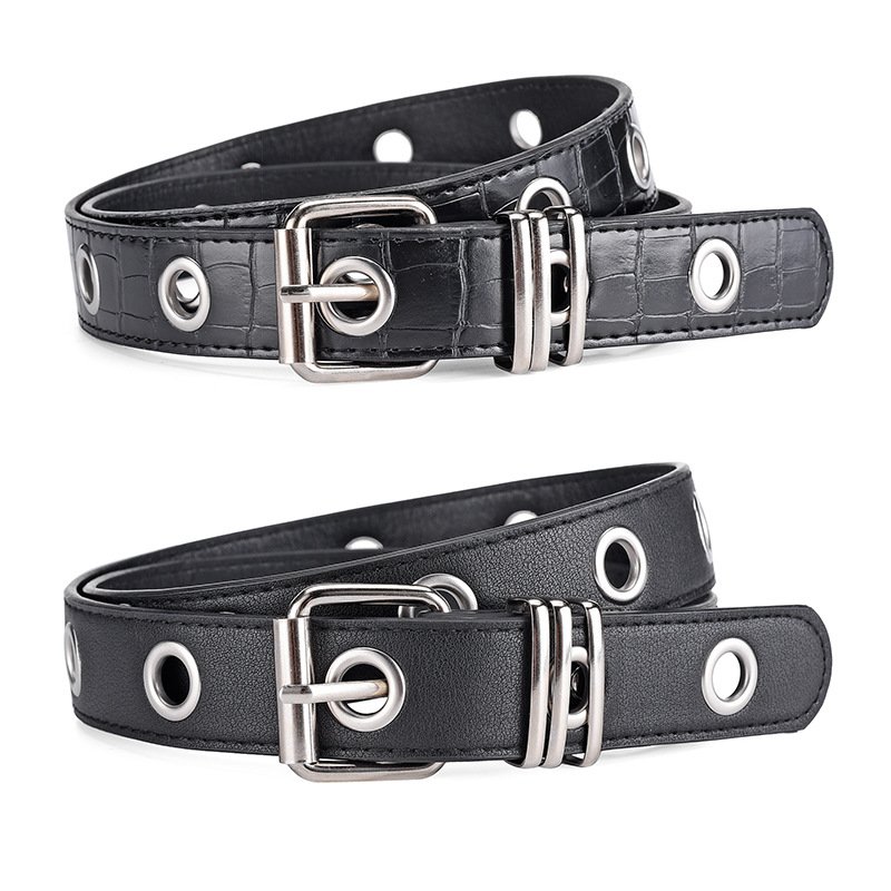The Internet hit black chain decoration belt female crocodile pattern casual corn buckle versatile jeans belt in stock