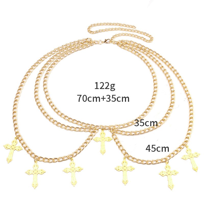 Punk Gothic Chunky Belly Cross Body Chains Adjustable Body Jewelry Accessories Bohemian Layered Waist Chain Belt for Women