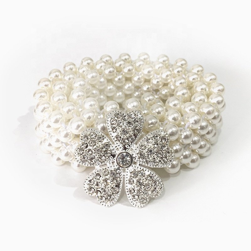 New Arrival Fashion Elastic Flower Beaded Pearl Belts For Women Waist Chain Pearl Body Jewelry