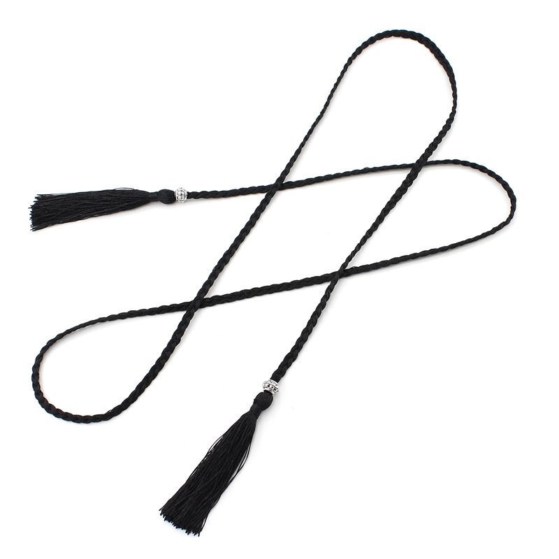 Fine Knotted Decorative Rope Waist Chain Female Braided Tassel Cotton Belt For Women Factory Direct Sale