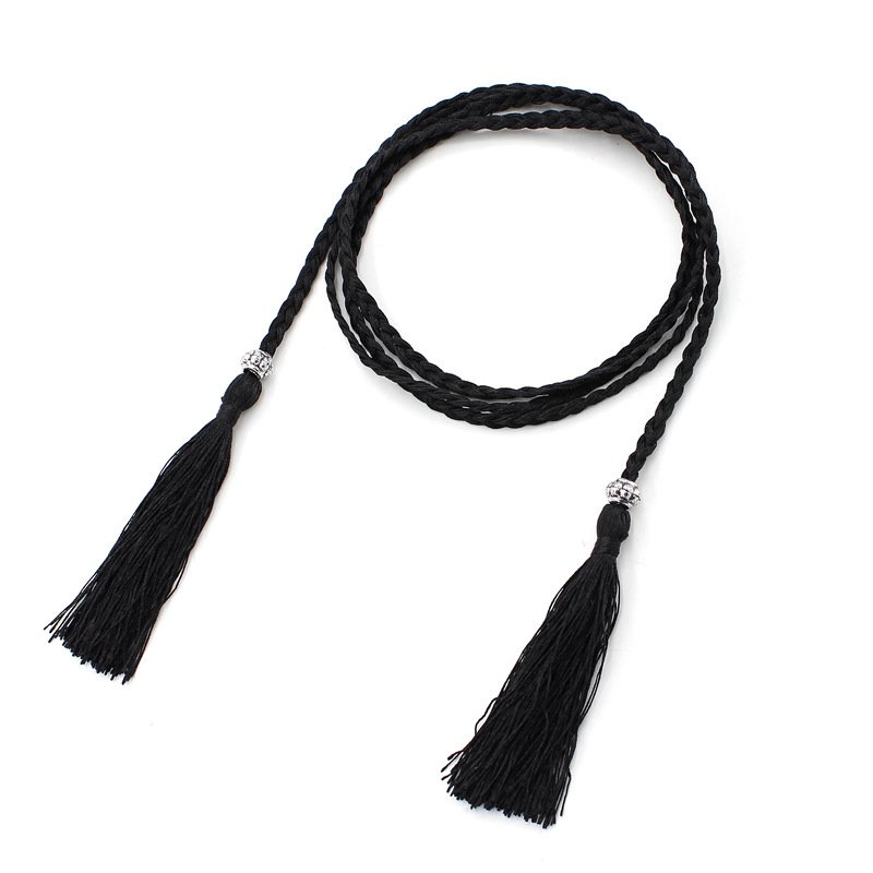 Fine Knotted Decorative Rope Waist Chain Female Braided Tassel Cotton Belt For Women Factory Direct Sale