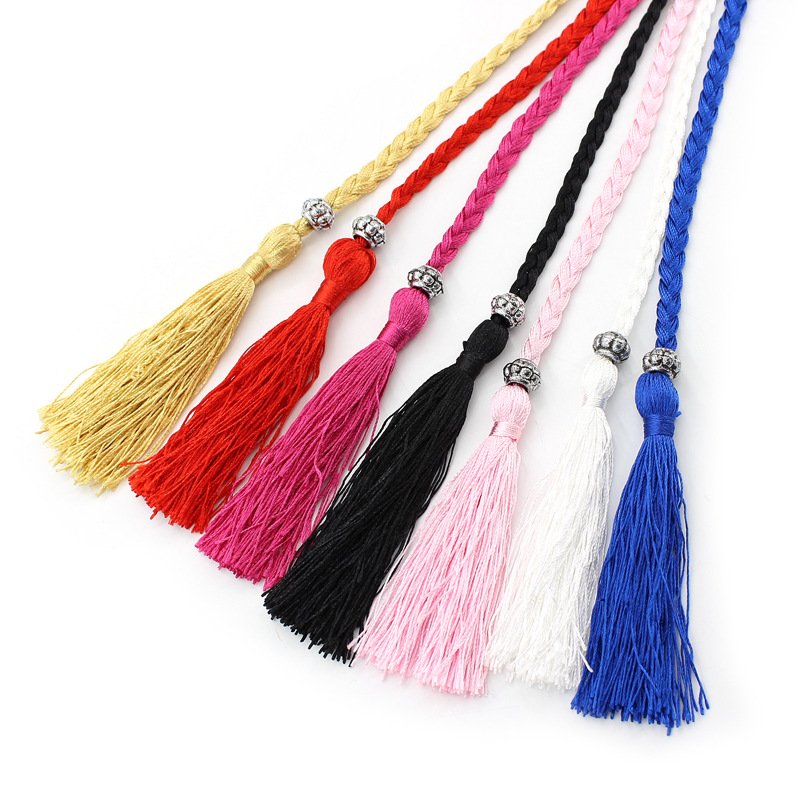 Fine Knotted Decorative Rope Waist Chain Female Braided Tassel Cotton Belt For Women Factory Direct Sale