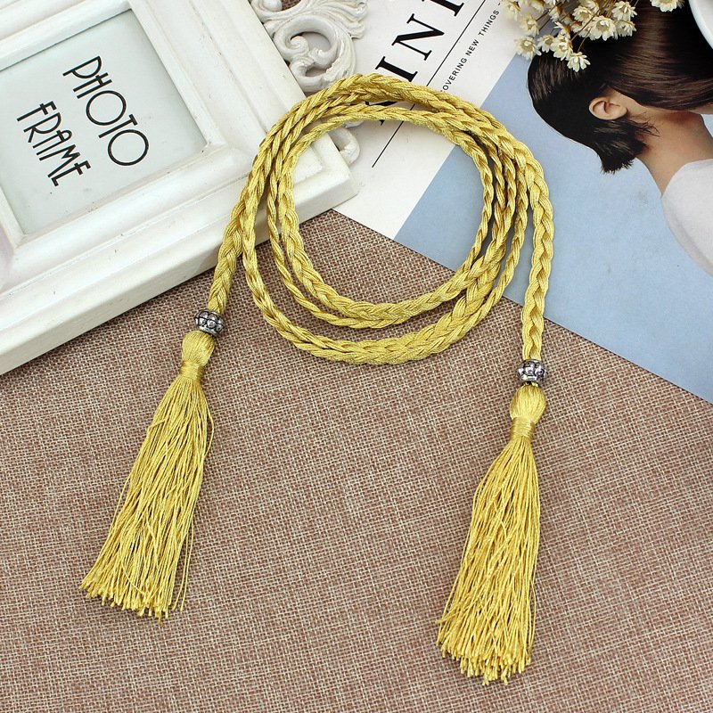 Fine Knotted Decorative Rope Waist Chain Female Braided Tassel Cotton Belt For Women Factory Direct Sale