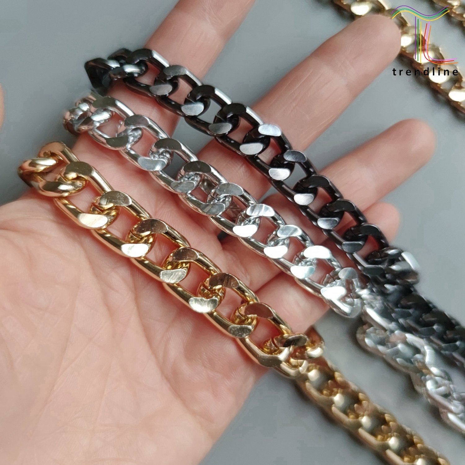 Hot many sizes fashion small big iron aluminum gold silver gunmtal body metal rope jean clothing chains for men women