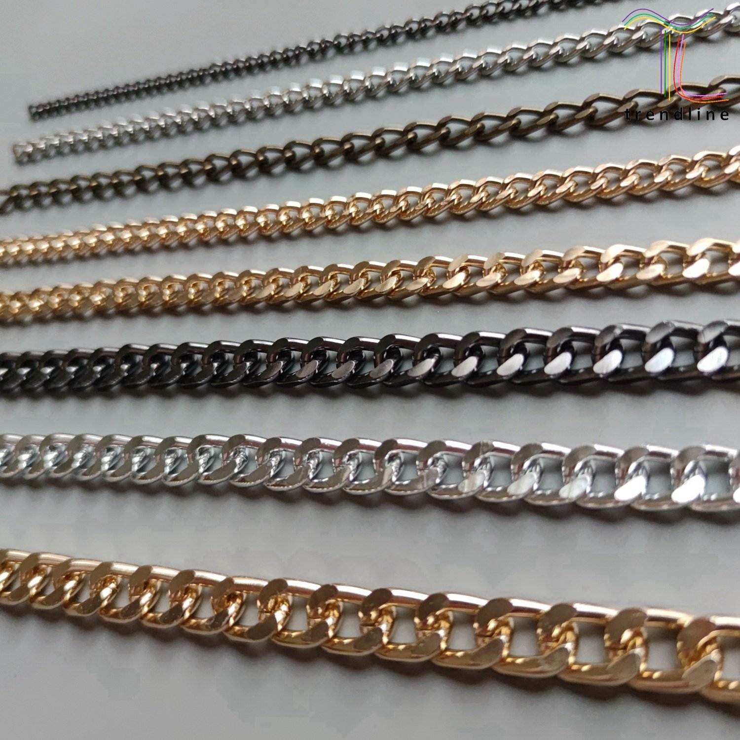 Hot many sizes fashion small big iron aluminum gold silver gunmtal body metal rope jean clothing chains for men women