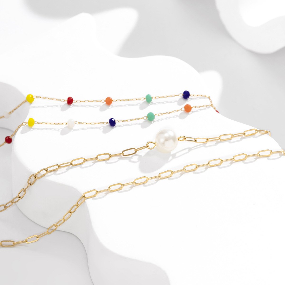 Summer Beach Sexy Round Beads Belt Body Chain Geometric Crystal Pearl Double-Layer Waist Chain For Women Night Club Belly Chain